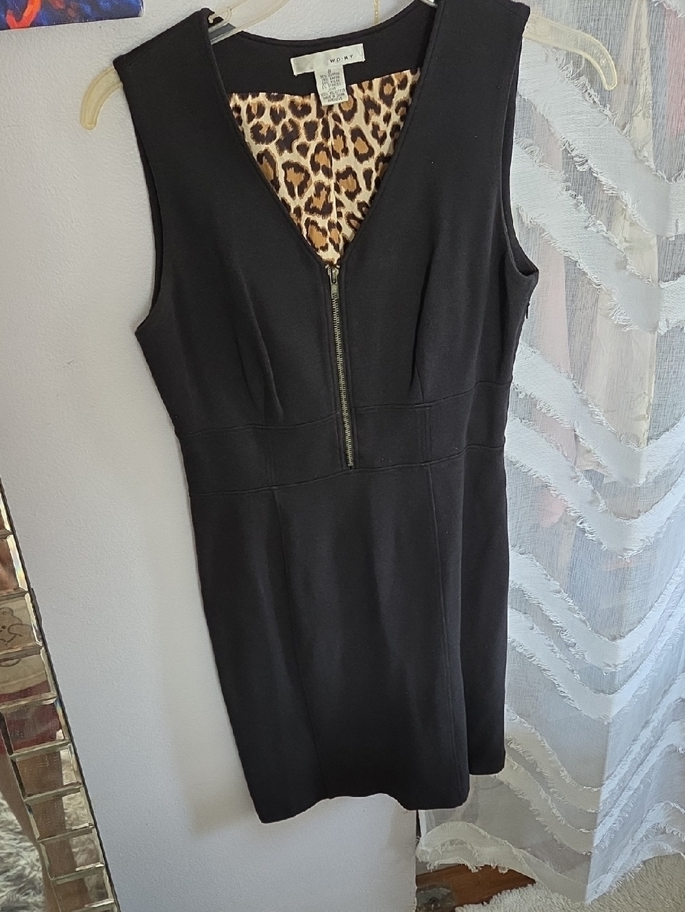 Worthington Black Sleeveless Mini Dress with Leopard Lining